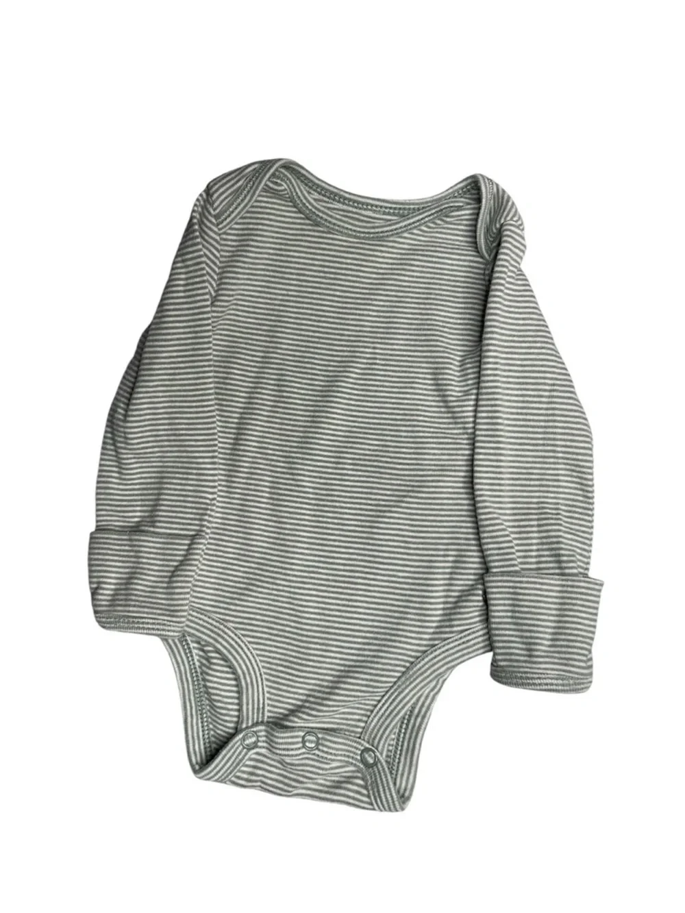 Carter's Green and Cream Striped Long-Sleeve Bodysuits with Navy Pants 3m